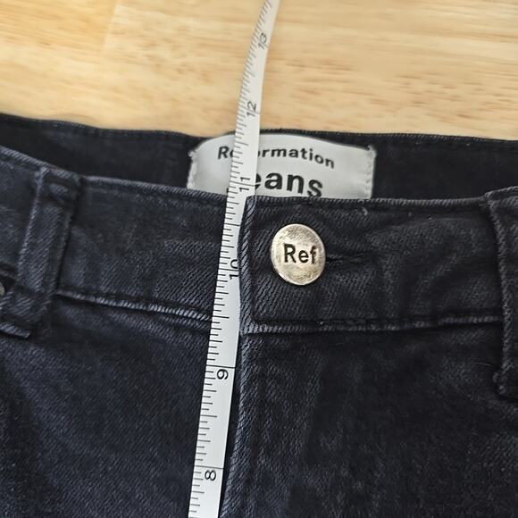 Reformation Womens Size 27‎ Black Emma High Rise Wide Leg Raw Hem Jeans 17800 - Picture 7 of 11
